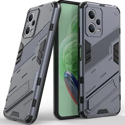 Produktbild von Armor Hülle für Xiaomi Poco X5 /Redmi Note 12 5G, Hybrid PC TPU Bumper Stoßfestes Schutzhülle mit Standfunktion Grau