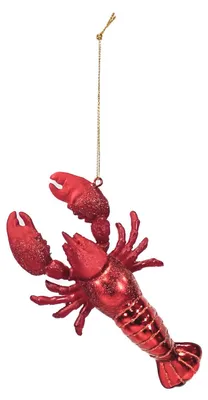 Productafbeelding van Kerstdecoratie - Kerstornament - Krab - Rood - Glas - 7,5x2,5x13 cm
