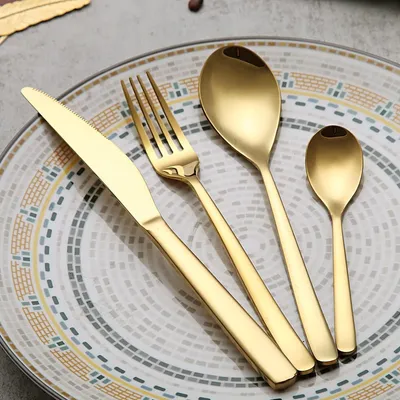 Produktbild von Besteckset 24-teilig - Besteck Set - Besteckset Gold - Gold
