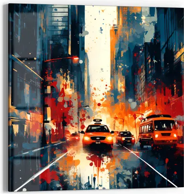 Produktbild von DEQORI Glasbild Echtglas 50x50 cm 'Metropolenrausch' Wandbild Bild modern Deko
