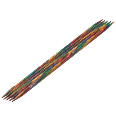 Produktbild von Lana Grossa Nadelspiel Strumpfstricknadeln Design-Holz Multicolor Länge 15/20 cm  Größe 20 cm / 5.5 mm
