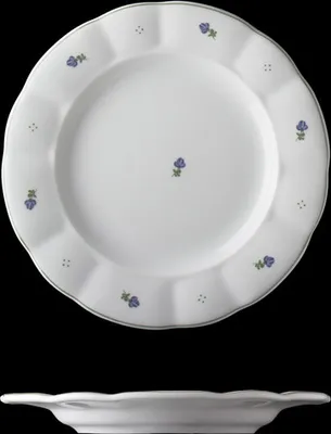 Produktbild von Flacher Teller, tschechisches Porzellan, Blumen, 24 cm, G. Benedikt