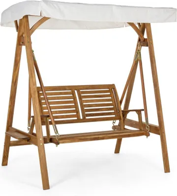 Produktbild von 2-Sitzer Gartenschaukel aus Holz mit Sonnendach Noemi YES