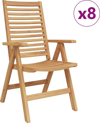 Image de vidaXL - Ensemble de 8 chaises, couleur marron, en bois massif teck, pliantes