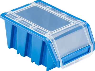 Produktbild von Stapelbox Kunststoff Lagerboxen Stapelbar Stapelkiste Sortierbox Box mit Deckel 100x155x70 blau