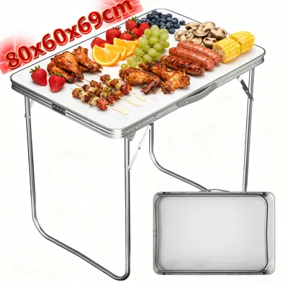 Image de Table de camping pliante - Table d'appoint pliante - Aluminium - 80 x 60 x 69 cm