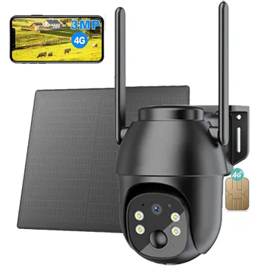 Obrázek produktu pro dohledová kamera 4G LTE venkovní dobíjecí baterie se SIM kartou 2K bezdrátová solární PTZ IP kamera venkovní bez WLAN IR/barevné noční vidění PIR detekce