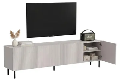 Produktbild von Dmora Fernsehtisch Priocca 200x42x52 cm Beige, 4 Regalböden, 8 Fächer