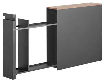 Produktbild von Yamazaki Bad-Aufbewahrung mit Schublade und Holzablage Tower 14x55x56 cm schwarz