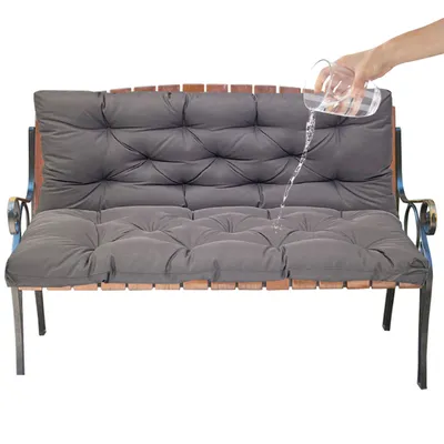 Image de Coussin de banc imperméable Coussin d'assise et de dossier Coussin pour banc de jardin Meubles de jardin Balançoires de jardin, 120x100x10cm,Gris foncé