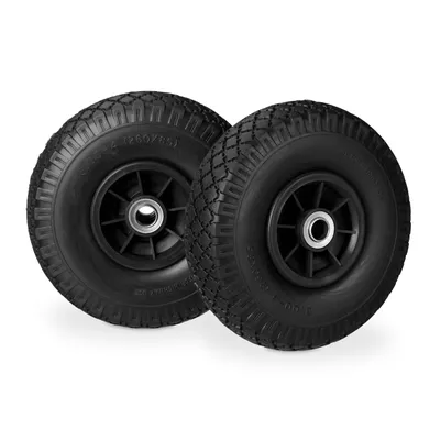 Produktbild von Relaxdays 2x Sackkarrenrad, pannensichere Vollgummireifen, 3.00-4 Zoll, 20 mm Achse, bis 80 kg, 260 x 85 mm, schwarz