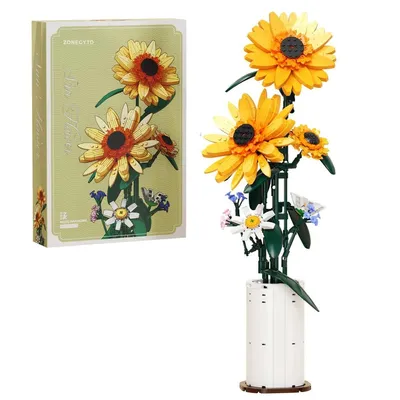 Produktbild von Blumen Bausteine Set Blumenstrauß Sets Klemmbausteine Sonnenblume Blumenstrauß