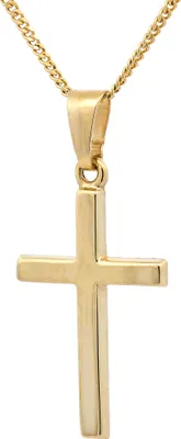 Produktbild von Gold Anhänger Kreuz mit Goldkette massiv 585 - 14 Karat Gold 42 cm