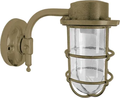 Produktbild von Außenwandlampe Messing massiv Glas E27 IP44 H: 21 cm in Maritim Wandlampe außen