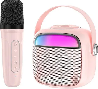 Obrázok produktu pre Detská karaoke súprava, ružová, prenosný, Bluetooth reproduktor