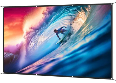 Produktbild von 120 Zoll (305 cm) gro?e, faltbare und tragbare HD 4K/8K-Projektionsleinwand im 16:9-Format, knitterfrei und abwaschbar, beidseitig verwendbar, wei?