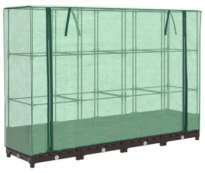 Produktbild von vidaXL Hochbeet mit Gewächshaus-Aufsatz Rattan-Optik 160x40x123 cm