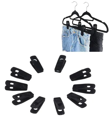 Produktbild von Rutschfeste, robuste Kleiderbügelclips aus Samt – 10 Stück, schwarze Kleiderbügelclips