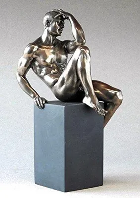 Skulptur Akt Mann, Kunstharz mit Kaltbronze, 25 cm, groß
