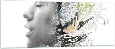 Produktbild von Bilder auf glas - Frau Abstraktion - 140x50cm - Glasbilder - Wandbilder - Kunstdruck - zum Aufhängen bereit - Wanddekoration aus Glas - Glas Bilder - Wandbild auf Glas - Einteilig - GAB140x50-3964