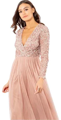 Produktbild von Deluxe - Wickelkleid für Damen, V-Ausschnitt, Langärmlig GT26007 (46 DE) (Flieder)