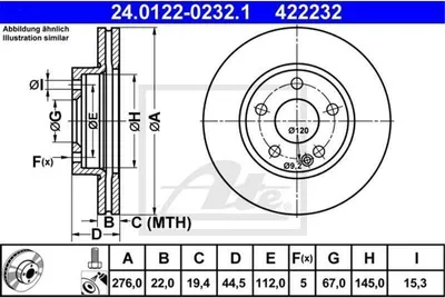 Produktbild von ATE Bremsscheiben (2 Stück) 24.0122-0232.1