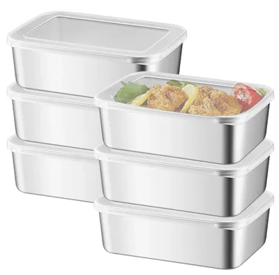 Immagine prodotto di Set di 6 contenitori per alimenti in acciaio inossidabile con coperchio, capacità 1100 ml