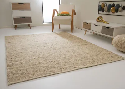 Produktbild von Leutasch Handwebteppich aus 100 % Schurwolle - natur, Größe: 170x230 cm