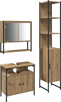 Produktbild von Möbel 3-teiliges Badezimmermöbel-Set Artisan Eiche, Holzwerkstoff - Badezimmer 3334371