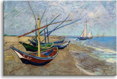 Obrázek produktu pro Reprodukce obrazu Vincenta Van Gogha Rybářské lodě na plátně 80x120