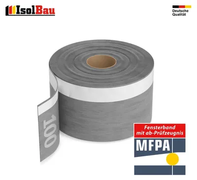 Isolbau Fensterband Außen Schwarz 100 mm x 30 m Fensteranschlussband Dichtband schlagregendicht