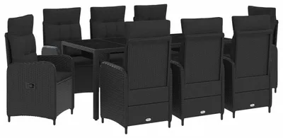 Produktbild von vidaXL Outdoortisch-Set 9 pcs Schwarz 190 x 90 x 75 cm Poly-Rattan