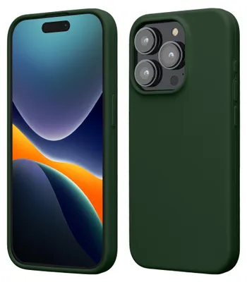 Produktbild von kwmobile Handyhülle für iPhone 15 Pro Hülle, für iPhone 15 Pro Case - Hülle Silikon - kabelloses Laden - Dunkelgrün