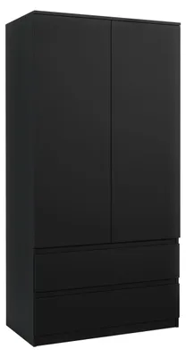 Produktbild von Mobelsta Kleiderschrank mit 2 Schubladen, Kleiderschränke Schlafzimmer, Wohnzimmer Schrank, Garderobenschrank, Schwarz, 90x50x180 cm