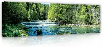 Produktbild von Bilder Wasserfall Natur Landschafat Modern 145x45 cm XXL Canvas Bild auf Leinwand Leinwandbilder Leinwandbild Wandbilder Wohnzimmer Schlafzimmer