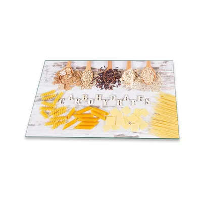 Produktbild von Herdabdeckplatte Glaskeramik 80x52 Mit Spruch Gelb Abdeckung Glas Spritzschutz Deko