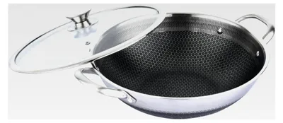 Produktbild von Wok-Topf Edelstahl mit Wabenstruktur Ø36cm Induktion Kratzfest in Silber