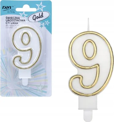 Immagine prodotto di Candela di compleanno numero 9 oro