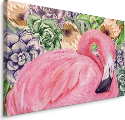 Produktbild von Fabelhafte Canvas LEINWAND BILDER 120x80 cm XXL Kunstdruck Natur Flamingo Blätter