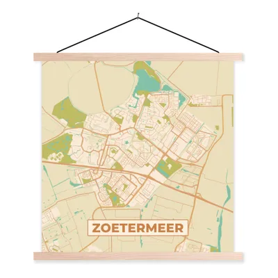 Obrázek produktu pro MuchoWow® Textilní plakát - Mapa - Zoetermeer - Vintage - 90x90cm - S hnědými lamelami