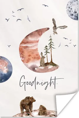 Produktbild von MuchoWow® Poster Zitate - Gute Nacht - Sprichwörter - Kinder - Jungen - Mädchen - Kind 60x90 cm - Wanddekoration