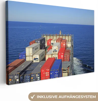 Produktbild von OneMillionCanvasses® - Leinwandbilder - 150x100 cm, Ostsee - Containerschiff - Boot, Wandbilder Kunstdruck Wanddekoration