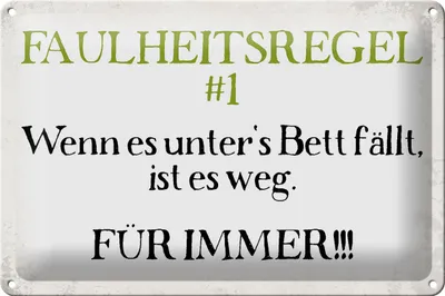 Produktbild von Blechschild Spruch 30x20cm Faulheitsregel 1 Retro Schild