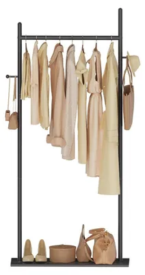Image de Porte-vêtements en métal, noir, 65x30x175 cm