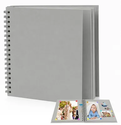 Obrázok produktu pre Fotoalbum/scrapbook na vlastnú tvorbu, sivá farba, 60 strán, spirálová väzba