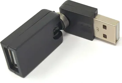 Produktbild von USB 2.0 Adapter Typ A Stecker zu Buchse 360° Winkel Kabel in Schwarz