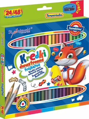 Produktbild von Bambino Doppelseitige Buntstifte 24/48 Dreieckige Farben + Anspitzer