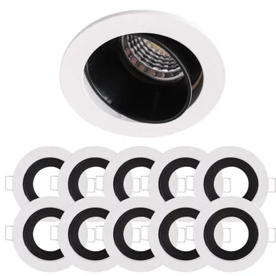 Produktbild von 10x Einbaurahmen Mattes Weiß 677W Ø68 mm für MR16 Leuchtmittel, schwenkbar, IP20