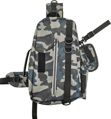 Produktbild von INF Multifunktionale Angelrucksack Oxford-Gewebe, 38x27x4cm, für Outdoor-Aktivitäten Graue Tarnung