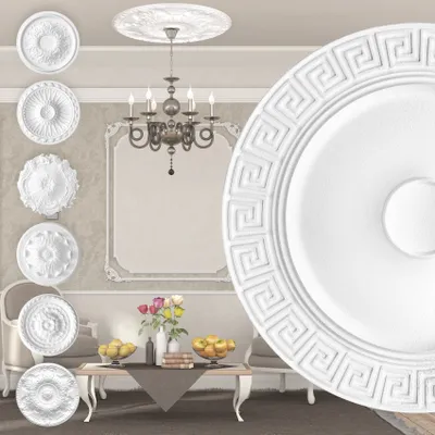 Produktbild von MARBET DESIGN Stuckrosette aus EPS Styropor - Deckenrosette weiß, Zierelement, Stuck (R-31, Ø 43cm) Wanddekoration Schlafzimmer Lampe Rosette rund